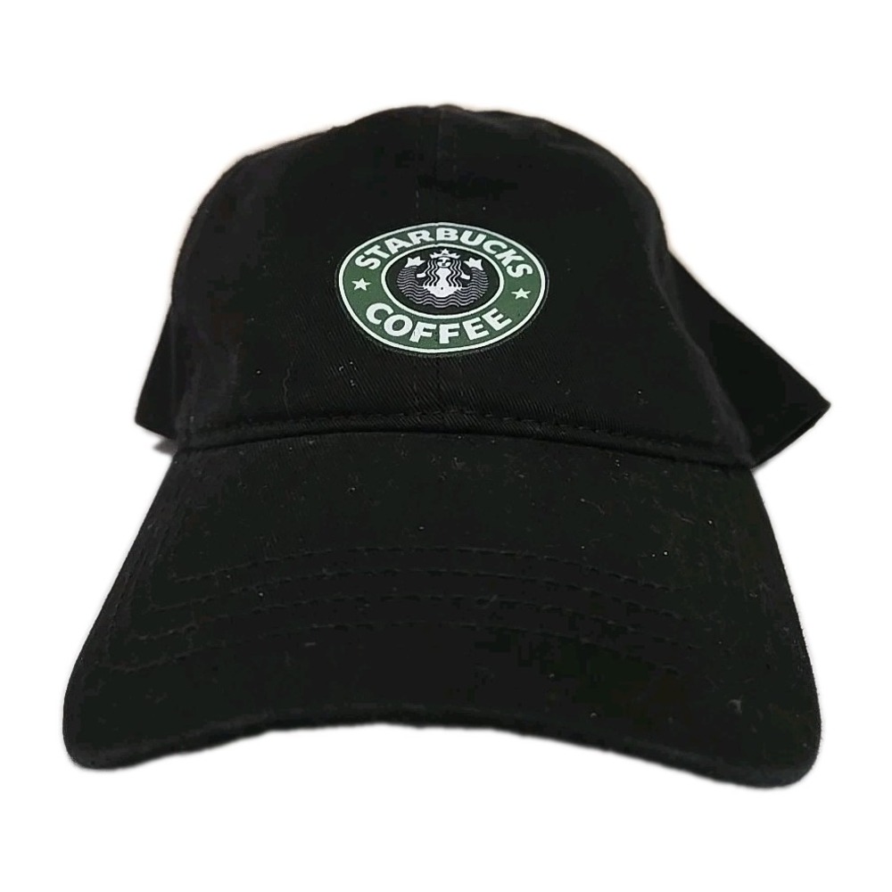 NWOT Starbucks Black Adjustable Hat Cap America Strapback Logo Uniform OSFM